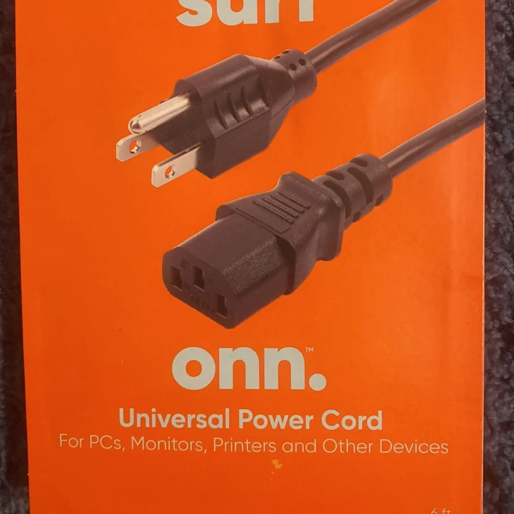 6ft Universal Power Cord for PCs, Monitors, Printers, and Other Devices
